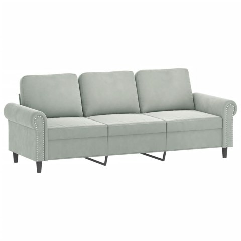 3-osobowa sofa z podnóżkiem, jasnoszara, 180 cm, aksamit