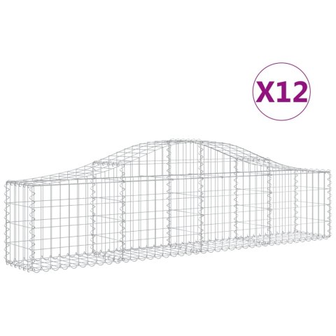 Kosze gabionowe, 12 szt, 200x30x40/60 cm, galwanizowane żelazo