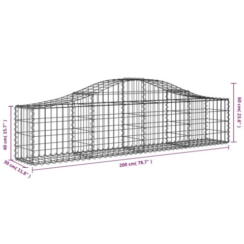 Kosze gabionowe, 12 szt, 200x30x40/60 cm, galwanizowane żelazo