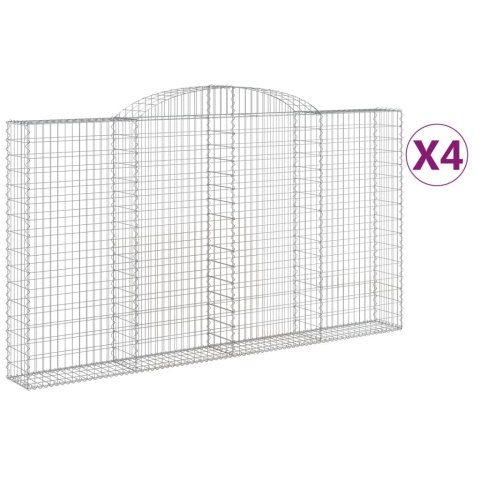 Kosze gabionowe, 4 szt, 300x30x160/180 cm, galwanizowane żelazo