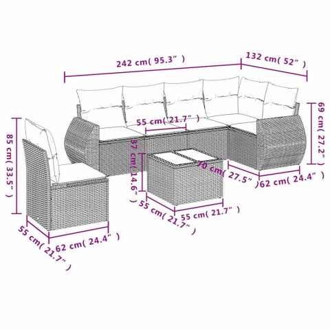 7-cz. zestaw wypoczynkowy do ogrodu, z poduszkami, beżowy