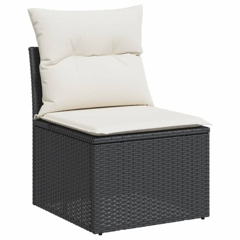 10-cz. zestaw wypoczynkowy do ogrodu, poduszki czarny rattan PE