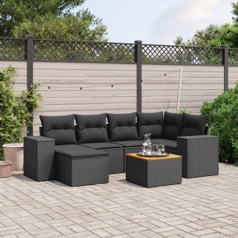 7-cz. zestaw wypoczynkowy do ogrodu, z poduszkami, czarny