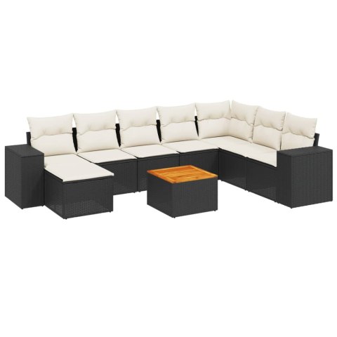 9-cz. zestaw wypoczynkowy do ogrodu, z poduszkami, czarny