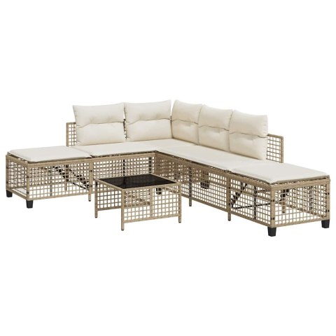 3-cz. narożna sofa ogrodowa z poduszkami, beżowa, polirattan