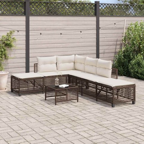 3-cz. narożna sofa ogrodowa z poduszkami, brązowa, polirattan
