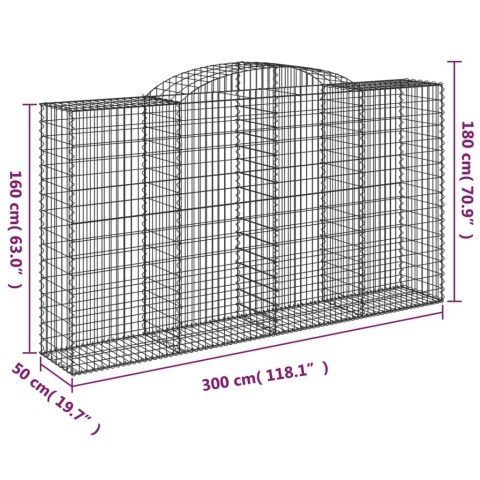 Kosze gabionowe z łukiem, 6 szt., 300x50x160/180 cm, żelazo