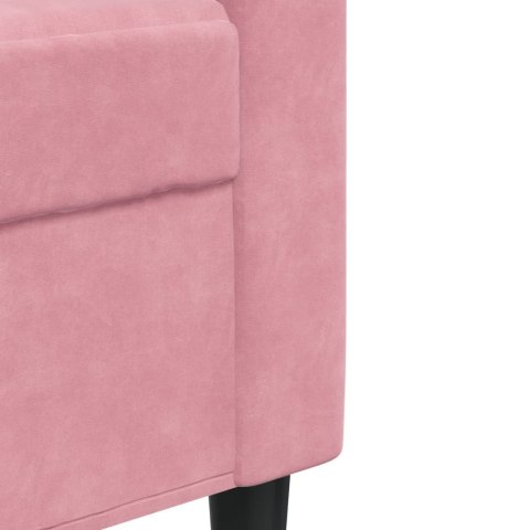 Sofa 3-osobowa, różowa, 180 cm, obita aksamitem