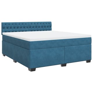 Łóżko kontynentalne z materacem, niebieskie, 180x200cm, aksamit