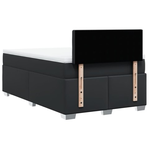 Łóżko kontynentalne z materacem, czarne, ekoskóra 120x200 cm