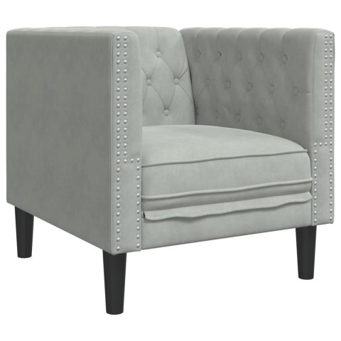 3-cz. wypoczynek Chesterfield z wałkami, jasnoszary, aksamit