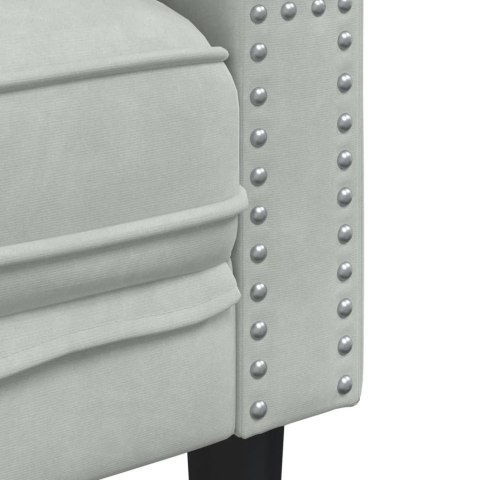 3-cz. wypoczynek Chesterfield z wałkami, jasnoszary, aksamit
