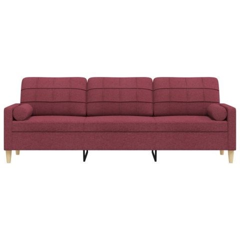 3-osobowa sofa z poduszkami, winna czerwień, 210 cm, tkanina