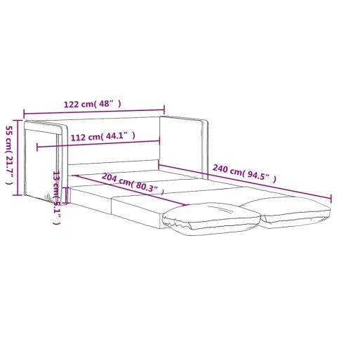 Sofa podłogowa 2-w-1, czarna, 122x204x55 cm, aksamit
