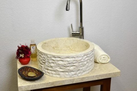 DIVERO Umywalka nablatowa z naturalnego kamienia Roma