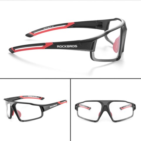 Okulary rowerowe fotochromowe UV400 z etui SP216BK - czarno-czerwone