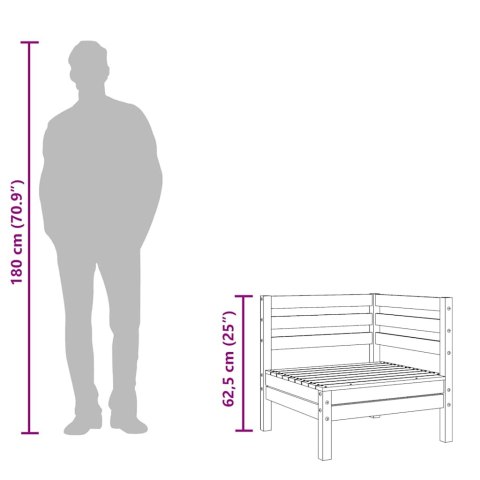 Ogrodowa sofa narożna, woskowy brąz, lite drewno sosnowe