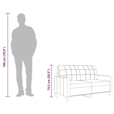 Sofa 2-osobowa, jasnoszara, 120 cm, tapicerowana tkaniną