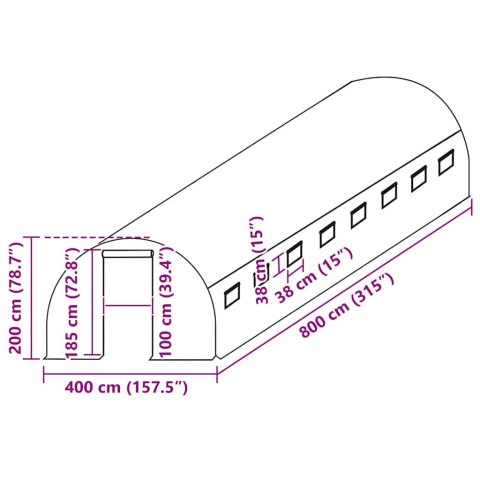 Zastępcze pokrycie szklarni (32 m²), 400x800x200 cm, zielone