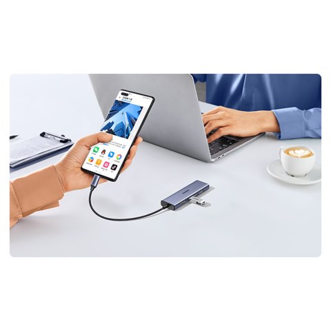6w1 HUB Adapter USB-C - HDMI / USB-A / czytnik kart SD TF - szary