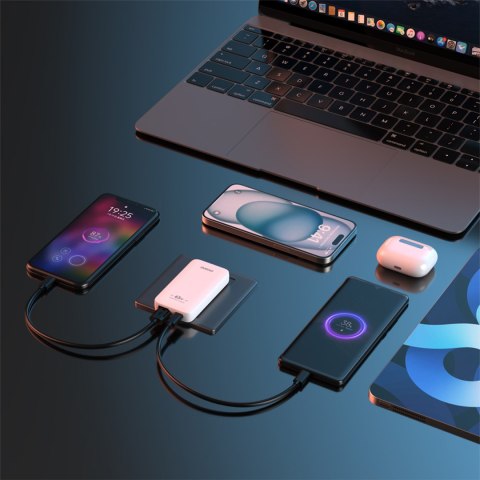 Ładowarka sieciowa podróżna ultracienka GaN 65W USB-A USB-C PD EU / US - biała