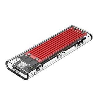 Kieszeń obudowa na dysk TCM2-C3 M.2 NVME na USB-C 10Gb/s - czerwono-przezroczysta