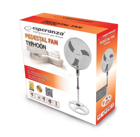 Wentylator stojący Esperanza Typhoon EHF002WE (kolor biały, kolor szary)