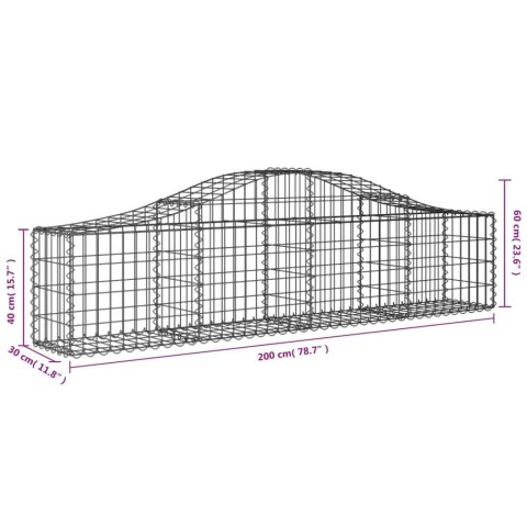 Kosze gabionowe, 9 szt, 200x30x40/60 cm, galwanizowane żelazo