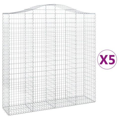 Kosze gabionowe, 5 szt, 200x50x200/220 cm, galwanizowane żelazo
