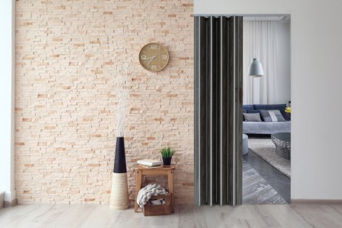 Drzwi harmonijkowe 001P-64-90 dąb grafit mat 90 cm