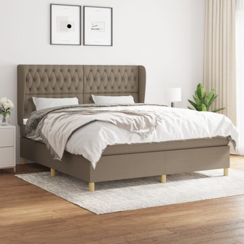 Łóżko kontynentalne z materacem, taupe, tkanina, 180x200 cm