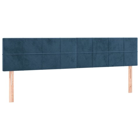 Łóżko kontynentalne, materac i LED, niebieski aksamit 160x200cm