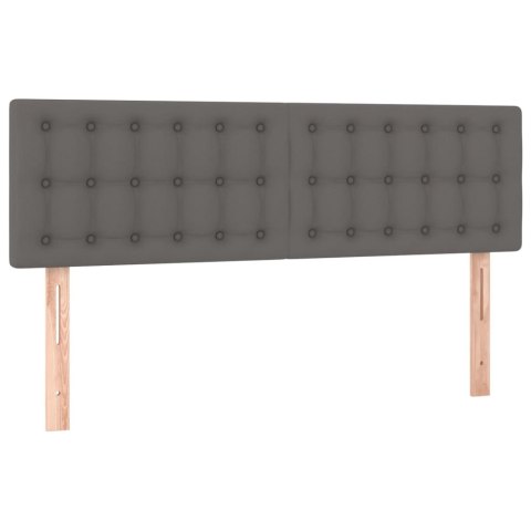 Łóżko kontynentalne z materacem i LED, szara ekoskóra 140x190cm