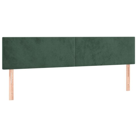 Łóżko kontynentalne z materacem i LED zielony aksamit 160x200cm
