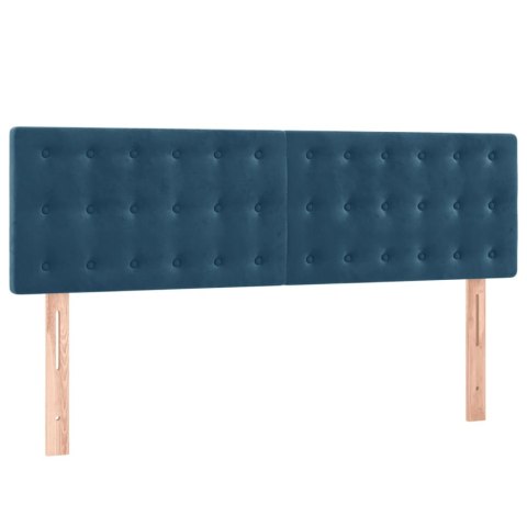Łóżko kontynentalne, materac i LED, niebieski aksamit 140x200cm