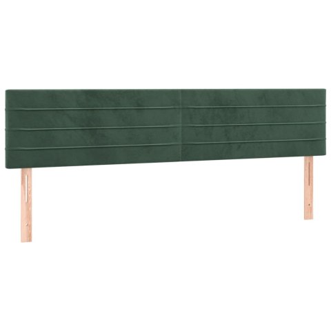 Łóżko kontynentalne z materacem i LED zielony aksamit 160x200cm