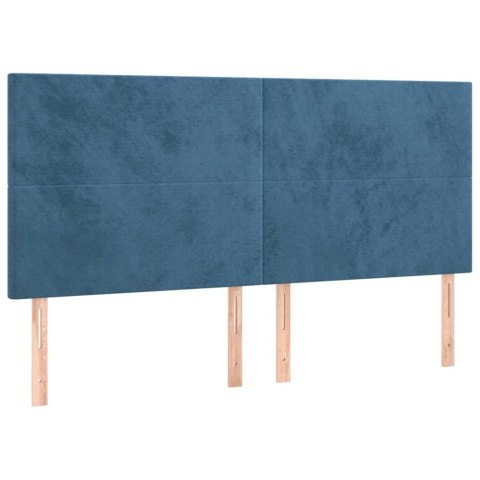 Łóżko kontynentalne, materac i LED, niebieski aksamit 200x200cm