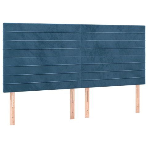 Łóżko kontynentalne, materac i LED, niebieski aksamit 200x200cm