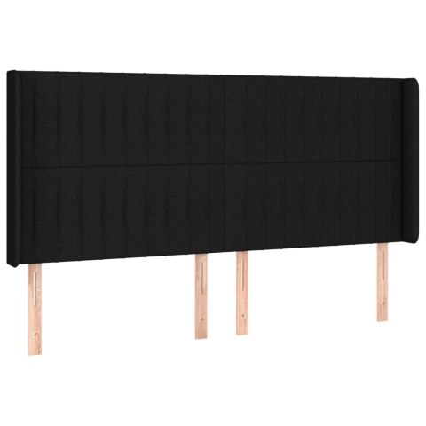 Łóżko kontynentalne z materacem, czarne, 160x200 cm, tkanina