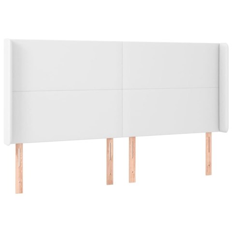 Łóżko kontynentalne z materacem i LED, biała ekoskóra 180x200cm