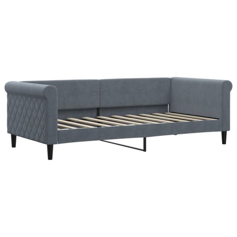 Sofa z materacem do spania, ciemnoszara, 90x190 cm, aksamit