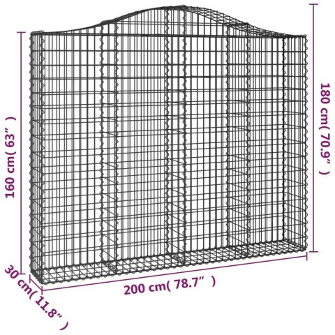 Kosze gabionowe, 2 szt, 200x30x160/180 cm, galwanizowane żelazo