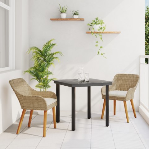 3-częściowy zestaw do jadalni Beżowy Rattan