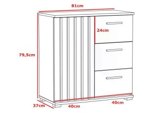 Komoda 80 cm dąb craft z szufladami i uchwytami