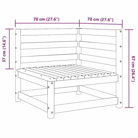 Ogrodowa sofa narożna, lite drewno sosnowe