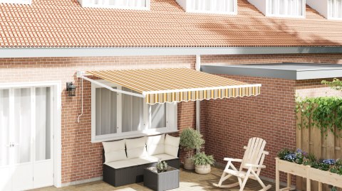 Automatyczna markiza chowana w paski multikolorowe 350x250 cm