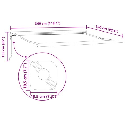 Automatyczna chowana markiza biała 300x250 cm, Materiał na markizę do ramy 3x2.5 m biały