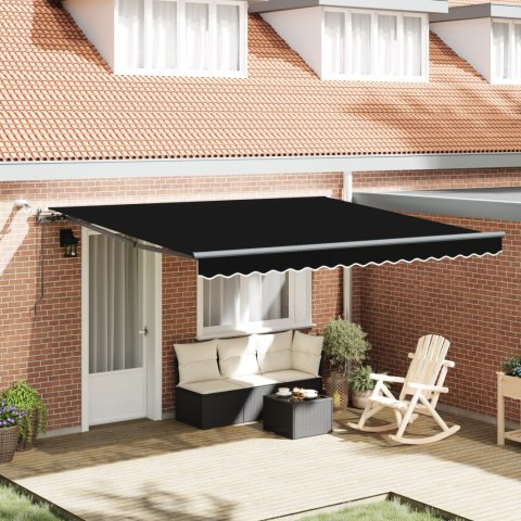 Czarna chowana markiza z LED 400x300 cm, Materiał wymienny markizy dla ramy 4x3 m czarny