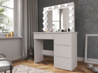 Toaletka z lustrem LED do makijażu biała
