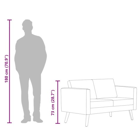 Sofa 2-osobowa, materiałowa, jasnoszara